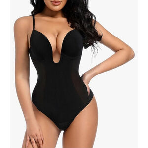 NEW Shapewear Tummy Control Deep V Neck Backless Plunge S